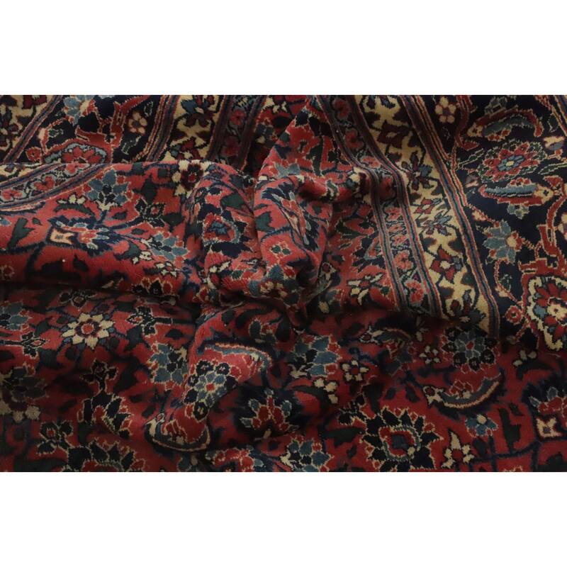 Hand Knotted Oriental Kork Wool Carpet Traditional Floral Oranges & Rust Tabriz Area Rug - 15' 0'' X 6' 2''