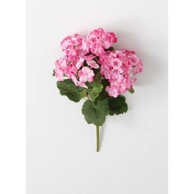 Sullivans Artificial Geranium Bush 11"H Pink Flower - 18"L x 11"W x 11"H