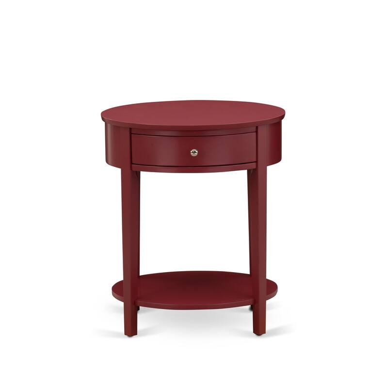 East West Furniture Mid Century Modern Nightstand with 1 Wood Drawer, Stable and Sturdy Constructed -(Finish Option)