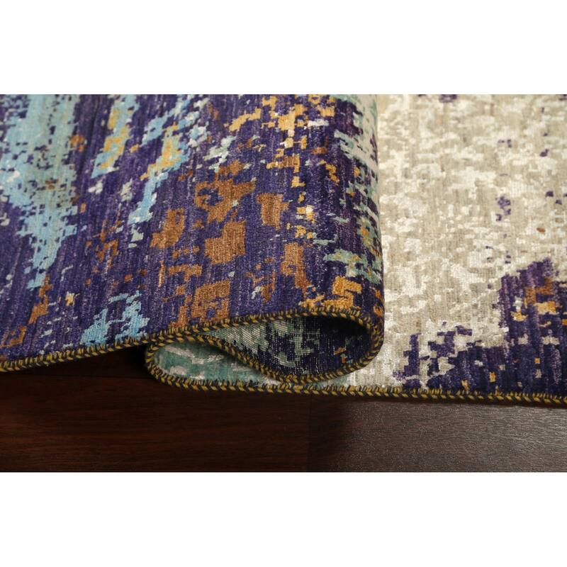 Wool/ Silk Artistic Contemporary Abstract Oriental Area Rug Handmade - 4'1" x 6'1"