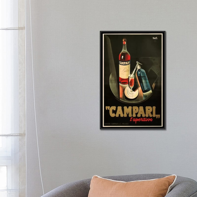 iCanvas "Campari Aperitivo Advertising Vintage Poster" by Marcello Nizzoli Framed Canvas Print