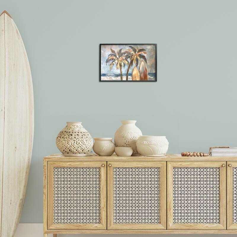 Stupell Warm Tropical Surfboards Framed Giclee Art Design By Ramona Murdock