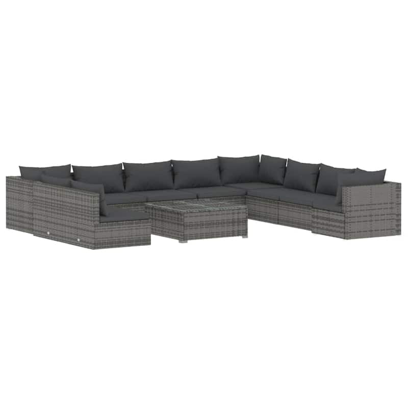 vidaXL Patio Lounge Set Outdoor Sectional Sofa Set Table Garden Poly Rattan - 27.6" x 27.6" x 23.8"