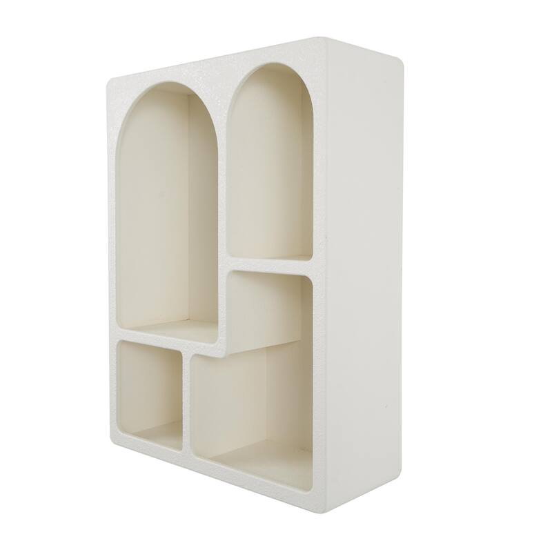 Wooden Geometric 4 Cubby Wall Shelf with Arched Block Shapes - Cream or Black - Roche River Decor - Cream