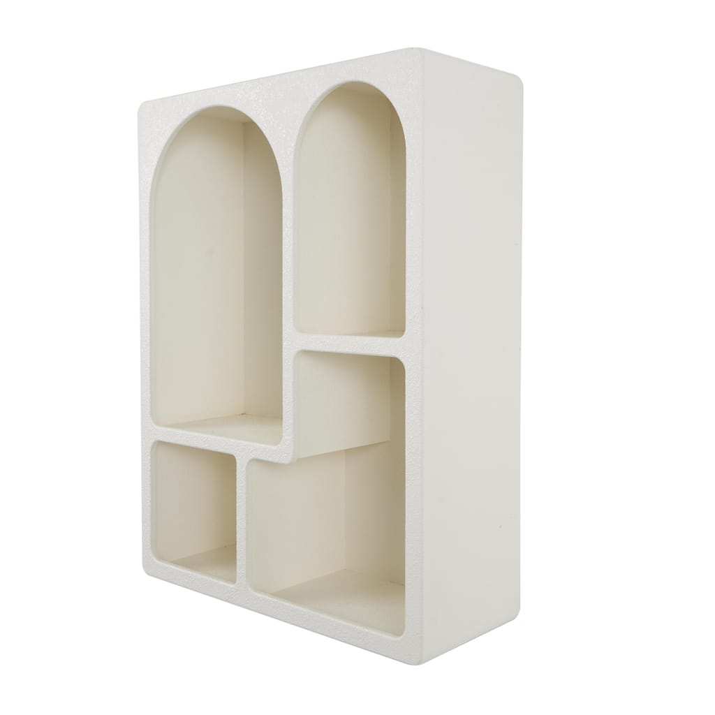 Wooden Geometric Arched Wall Shelf with Block Shapes - Cream or Black - Roche River Decor