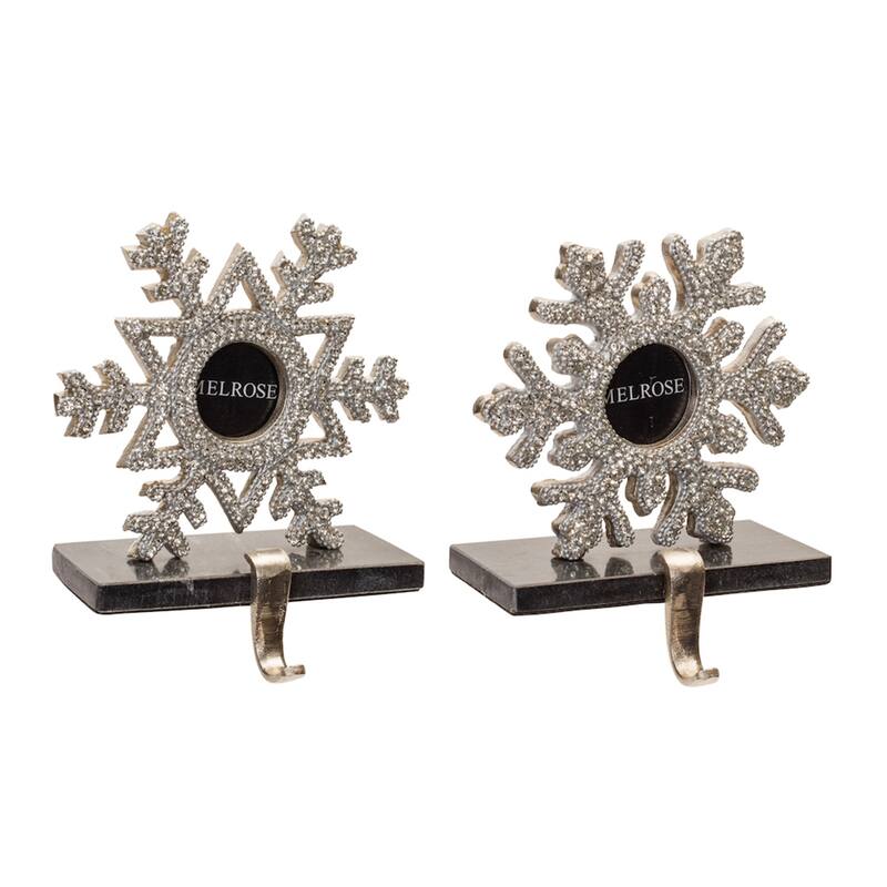 Snowflake Photo Frame Christmas Stocking Holders - 8.25" - Set of 2