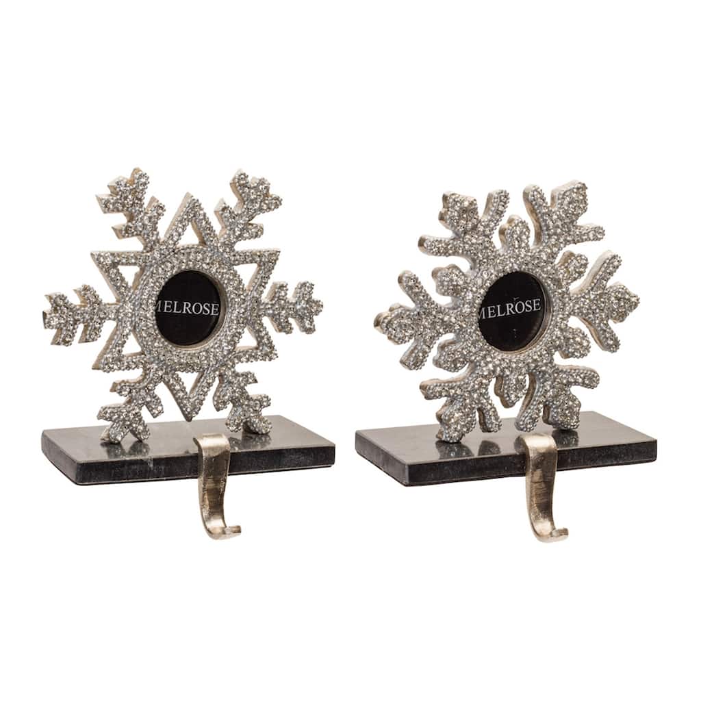 Snowflake Photo Frame Christmas Stocking Holders - 8.25" - Set of 2