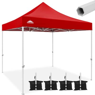 EAGLE PEAK 10x10 Heavy Duty Pop up Commercial Canopy Tent Instant Sun Shelter with Roller Bag, 4 Sandbags