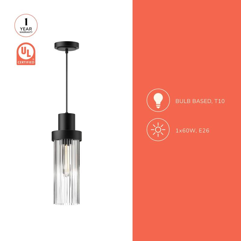 Alora Lighting PD435605CR Kent 5" Wide Mini Pendant with Clear Ribbed