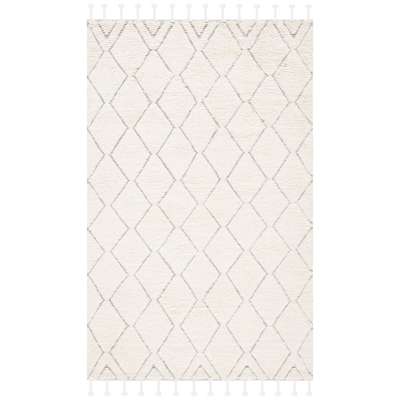 SAFAVIEH Handmade Casablanca Zamfira Boho Wool Rug - 5' x 8' - 7' x 7' Square - Ivory