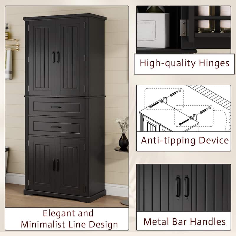 Multifunctional Storage Cabinet - Door & Drawer Organizer with Adjustable Shelf & Storage Shelves