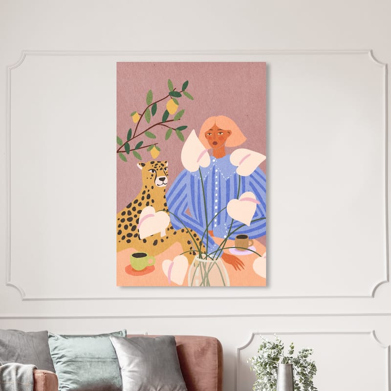 Wynwood Studio Canvas Fashion and Glam Spots and Stripes Pink and Light Pink Bohemian & Eclectic Wall Art Canvas Print - 54 x 36