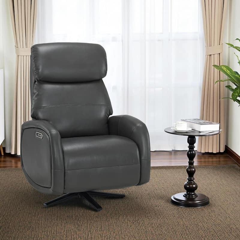 MCombo Dual Motor Power Recliner Chair for Adults, Modern Faux Leather Electric Swivel Recliner with USB Charging