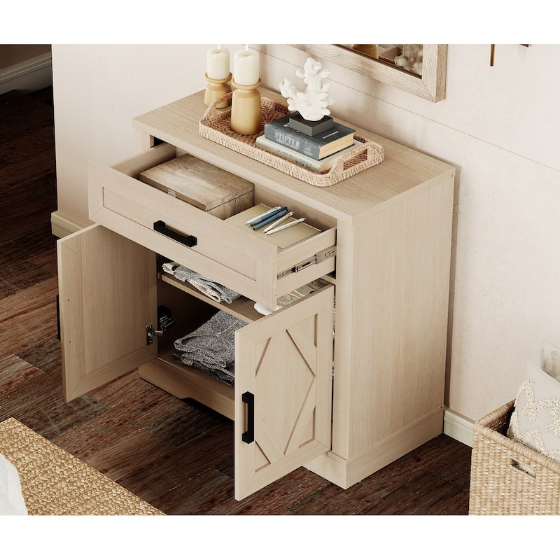 Farmhouse Entertainment Center with Storage Barn Door Cabinet for 50"-130" TVs