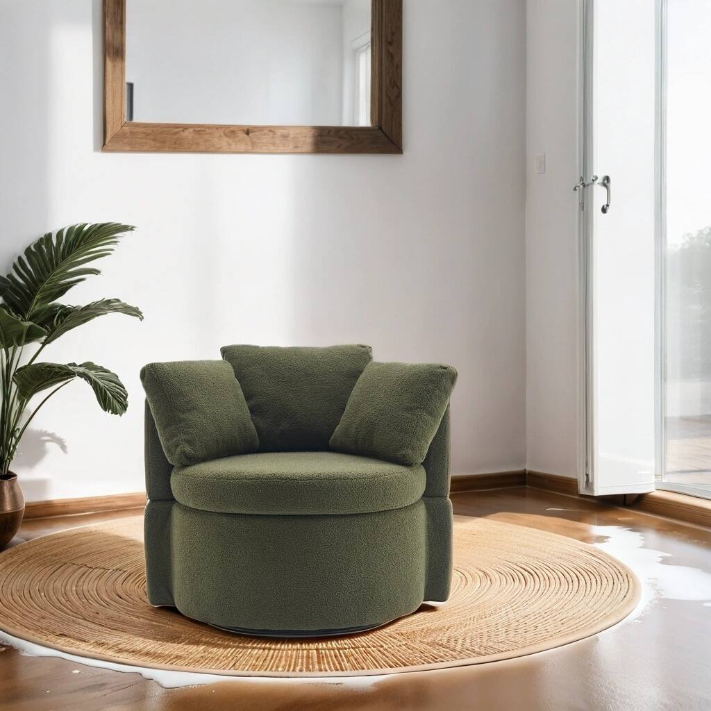 Teddy Swivel Storage Sofa Chair With Back Cushion For Living Room, Green