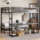 preview thumbnail 7 of 22, Black Metal Bunk Bed with Desk ,Shelves ,LED and USB