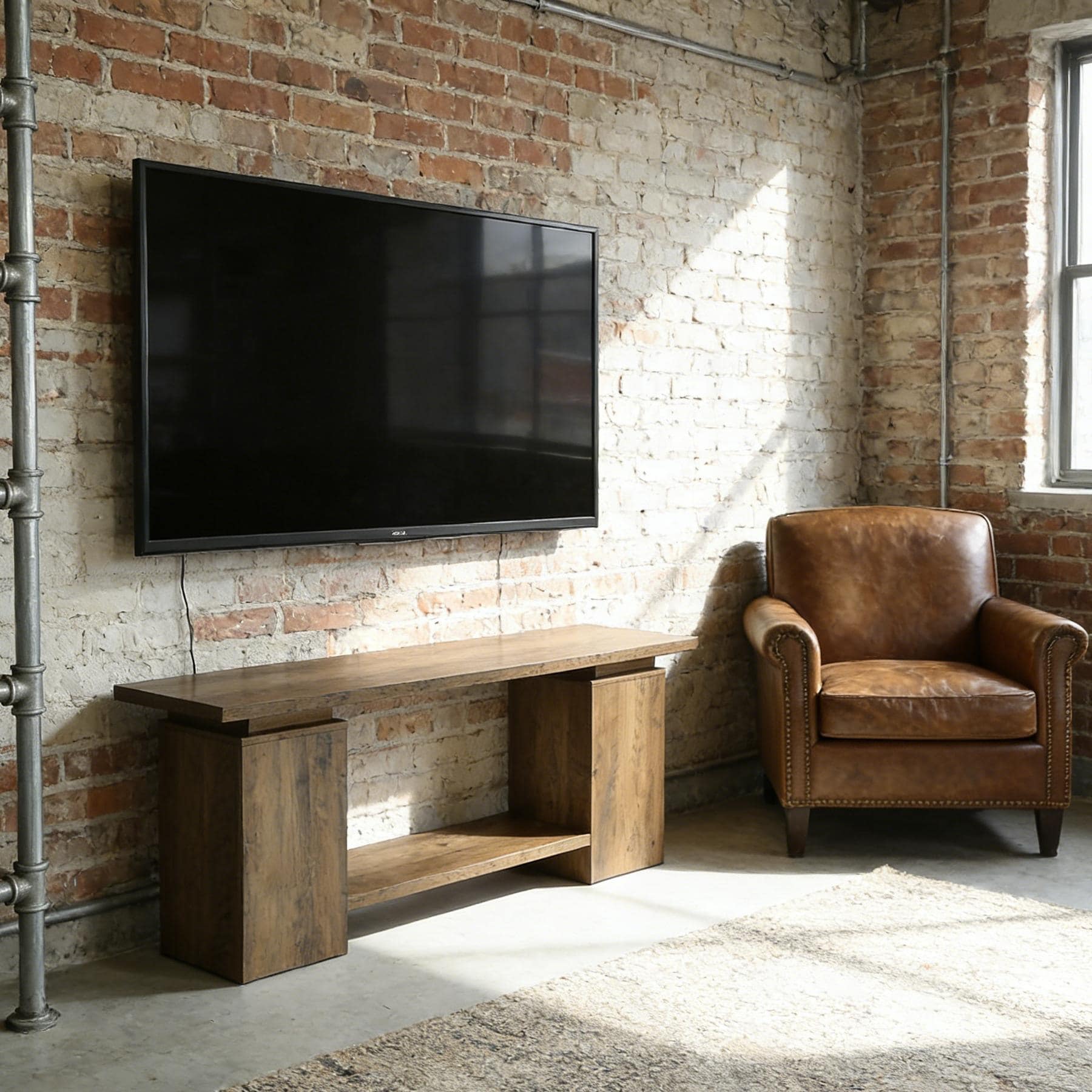 63" TV Stand for 55/60/65/75-Inch TVs Rustic Extra Long Media TV Console