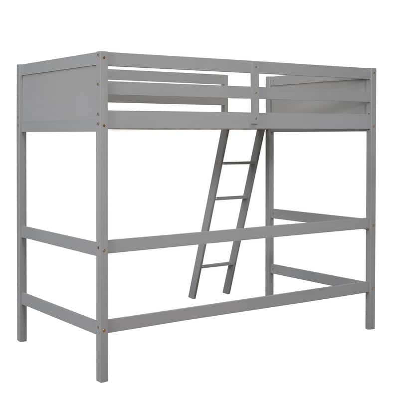 Solid Wood Twin Size Loft Bed with Ladder, Kids Bed
