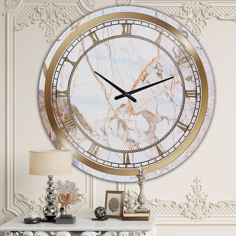 Designart 'White Marble' Glam Wall Clock