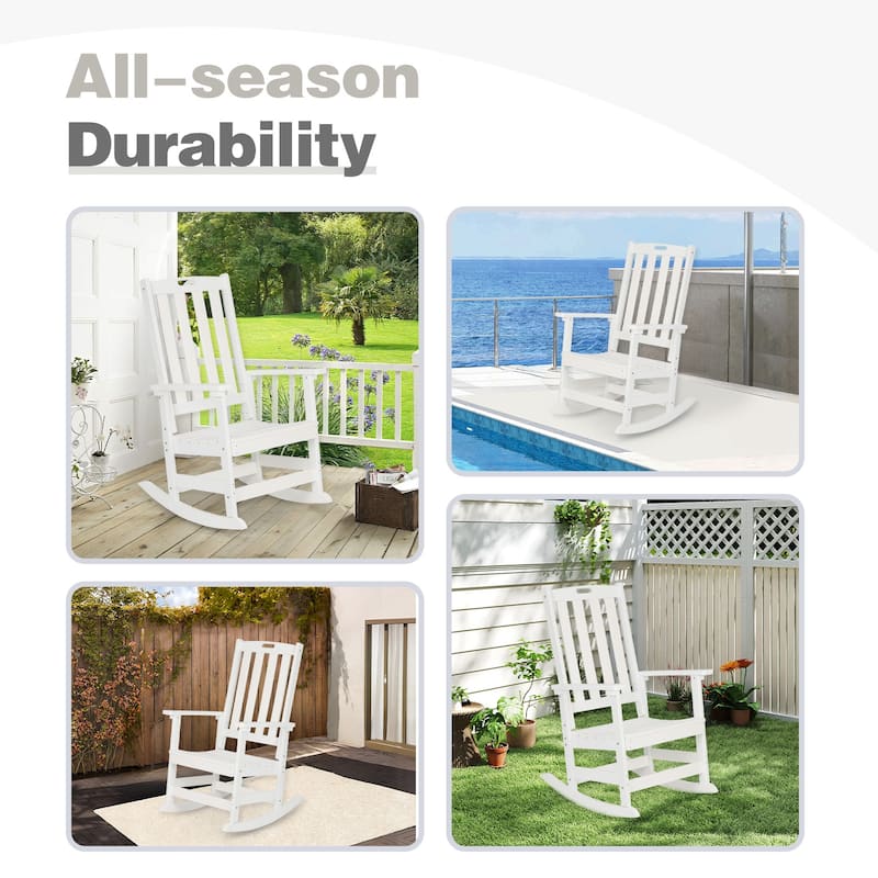 Aoodor Outdoor Rocking Chair, Ergonomic HDPE Rockers with All-Weather Design for Patio or Porch - N/A