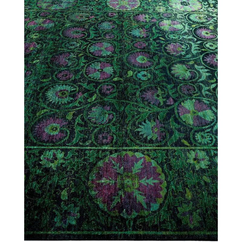 Overton Hand Knotted Wool Vintage Inspired Modern Contemporary Overdyed Black Area Rug - 8' 3" x 10' 4"