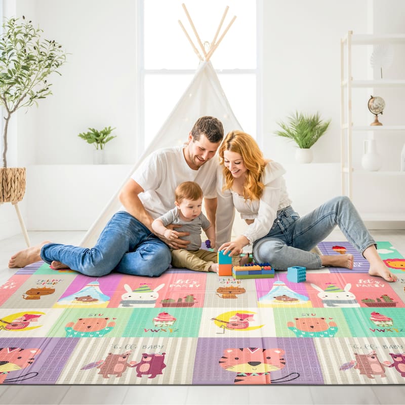 Sorbus Foldable Baby Kids Play Mat, Floor Foam Mats with Travel Bag - Waterproof Foldable - 78" x 70" x 0.4" - 78 x 70 x 0.4”