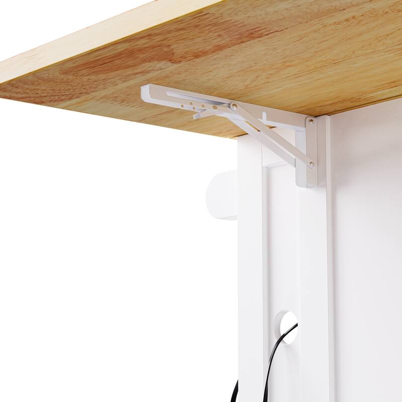 53.14'' Kitchen Island with 2 Bar Stools, Power Outlet,Door Internal Storage Rack, Drop Leaf, 5 Open Side Racks, 3 Drawers