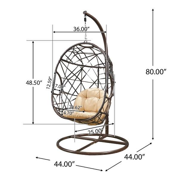 dimension image slide 1 of 3, Outdoor Egg Wicker Chair by Christopher Knight Home