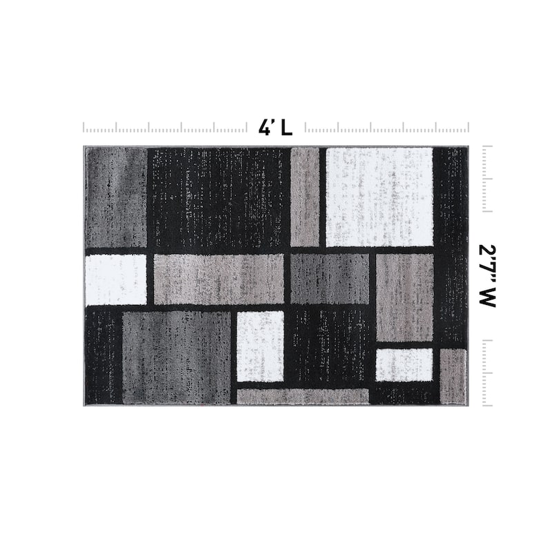 World Rug Gallery Contemporary Modern Boxed Color Block Area Rug