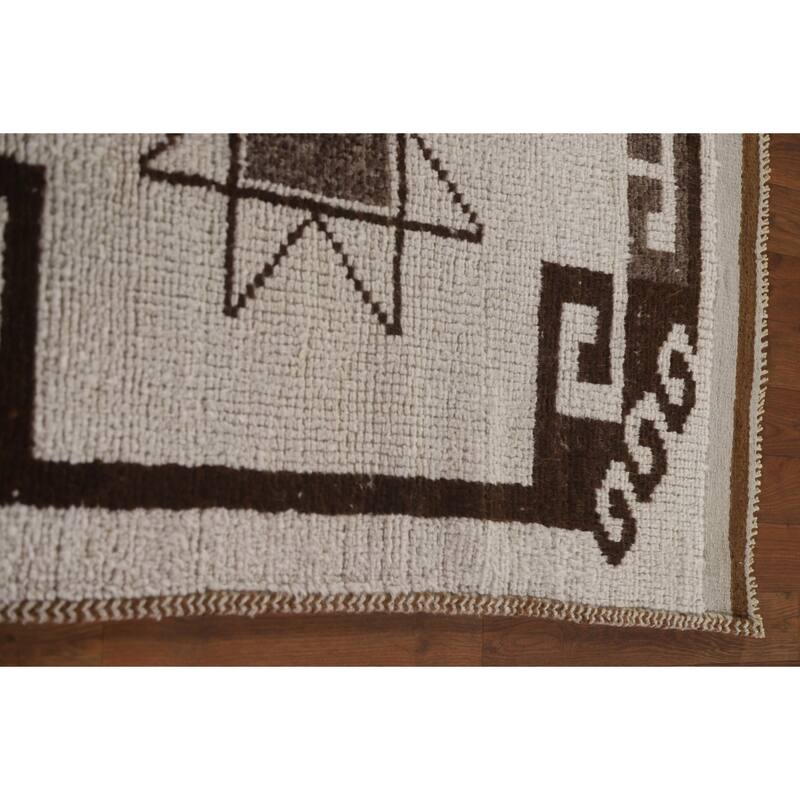 Anatolian Turkish Runner Rug Handmade Geometric Wool Carpet - 3'2"x 11'7"