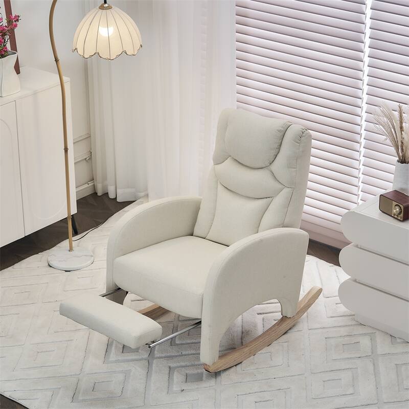 Ergonomic Fabric Nursery Rocking Chair With Adjustable Footrest
