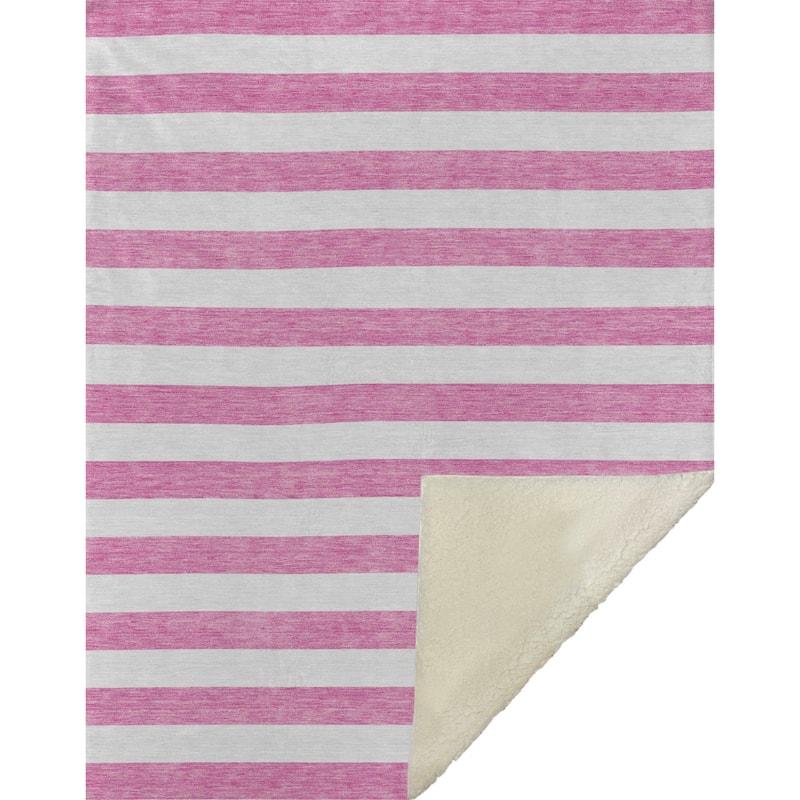 Premium Machine Washable Modern Stripes Sherpa Throw Blanket