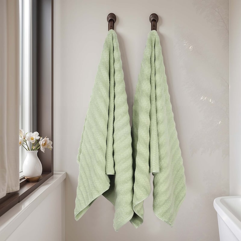 Superior Zuma Zero Twist Cotton Medium Weight Soft Absorbent Bath Sheets, Set of 2