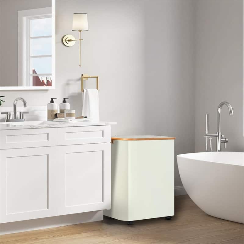 Laundry Hamper with Wheels Rolling Laundry Basket - 17.3"L x 13"W x 29.5"H