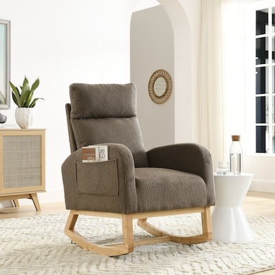 27.6" High Back Rocking Chair with Two Side Pockets