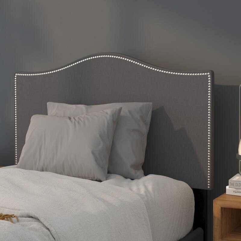 Arched Upholstered Headboard with Nailhead Trim