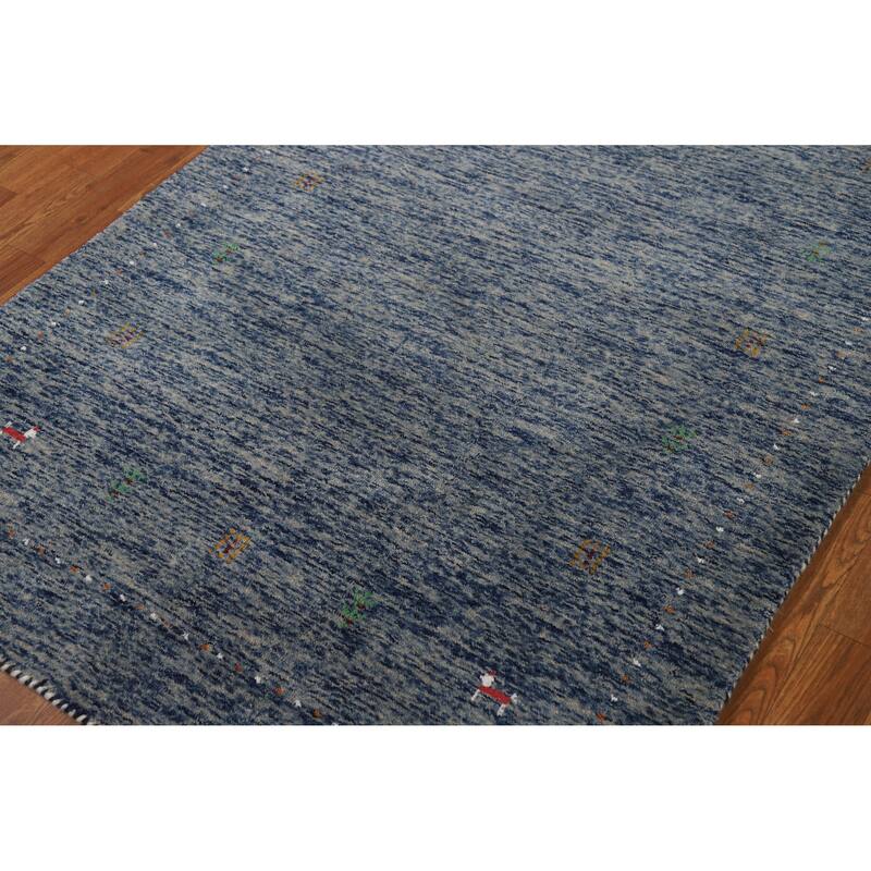 Hand Knotted Oriental 100% Wool Carpet Tribal Stripe Navy Blue & Blues Gabbeh Area Rug - 5' 10'' X 3' 11''