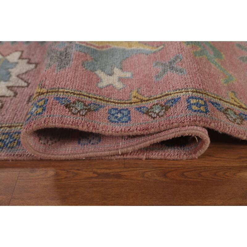 Light Pink Oushak Oriental Area Rug Handmade Wool Carpet - 9'0"x 11'10"