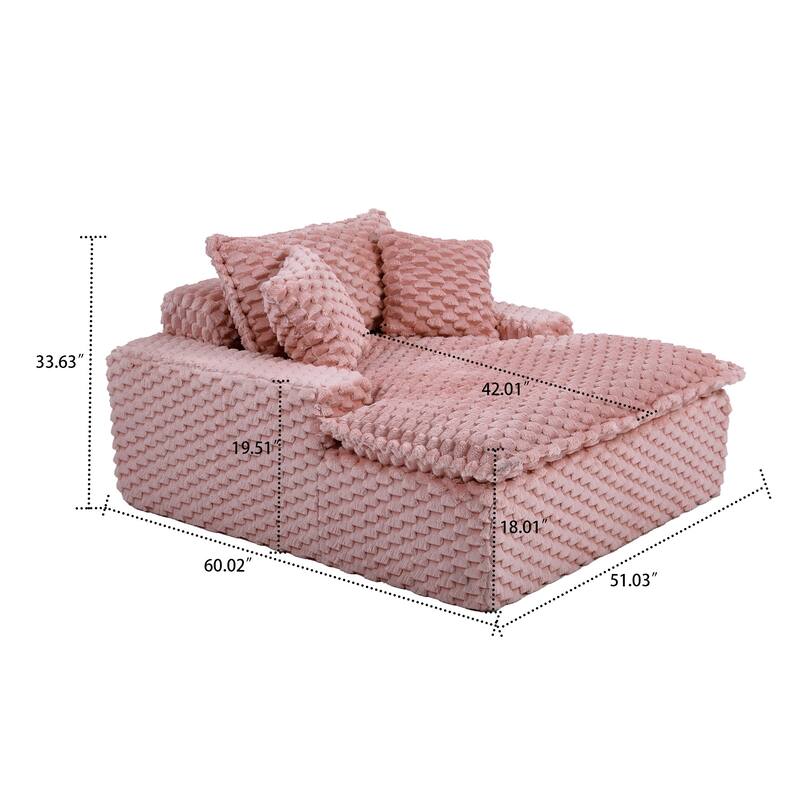 Contemporary Stylish Frameless Corduroy Fabric Upholstered Lazy Sofa Chair Leisure Chaise