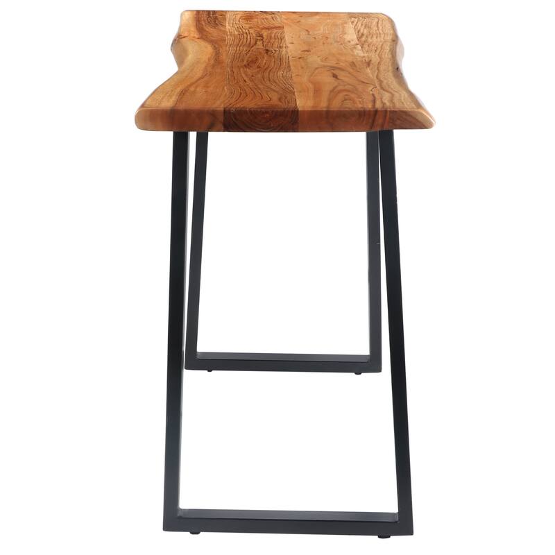 Acacia Wood Office Desk with Metal Legs - Coastal Cottage Style Desk, 51" Wide