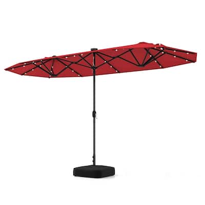 13FT Large Umbrella Double-Sided Patio Umbrella with Solar Lights