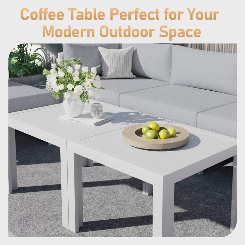 FINCATI 10-Piece Aluminum Patio Furniture Set, Outdoor Sectional Sofa with Cushions and Coffee Tables