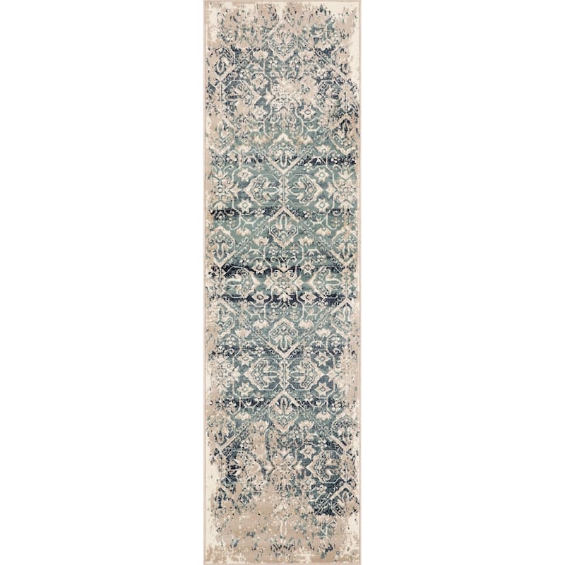 Domani Marrakesh Vintage Medallion Rug - 2'2" x 7'11" Runner - Navy