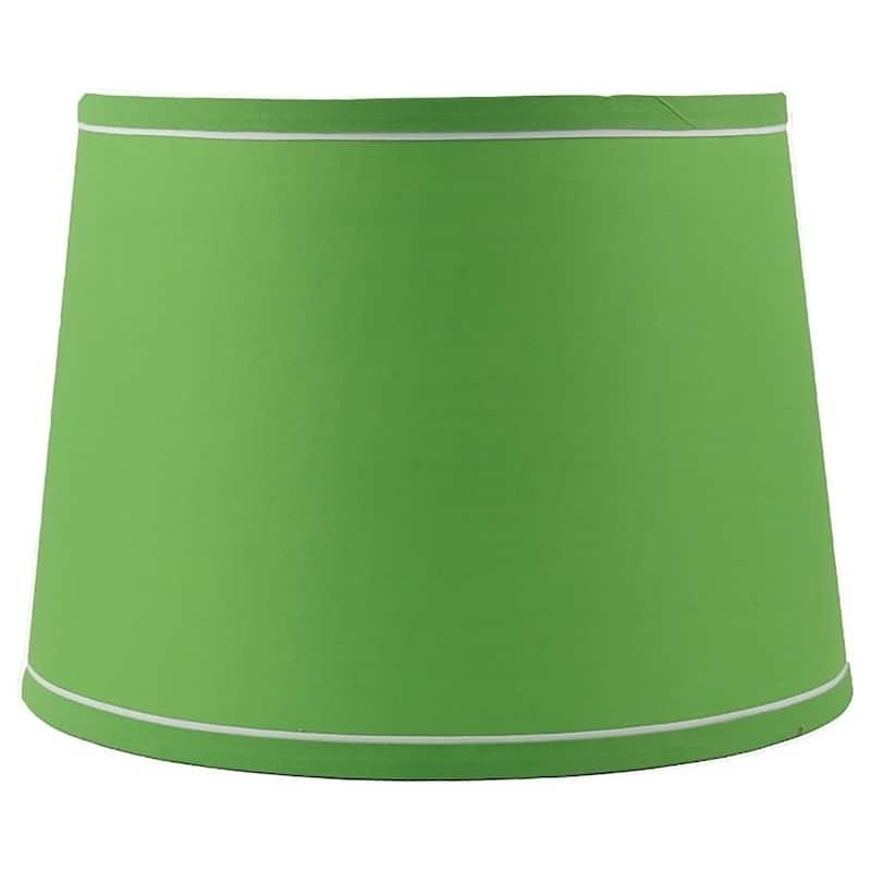 French Drum With White Trim Lampshade, 12" Top, 14" Bottom, 10" Slant