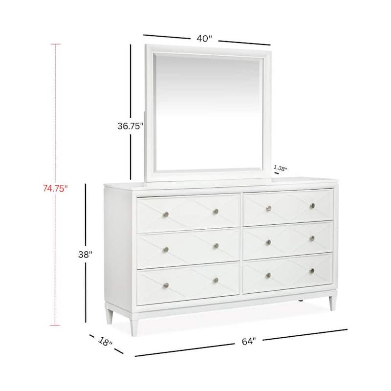 Magnussen Home Springhouse Whisper White Double Drawer Dresser with Landscape Mirror