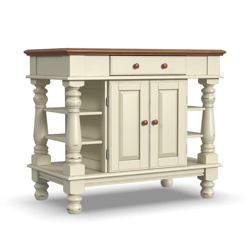 Americana Off-White Kitchen Island With Storage