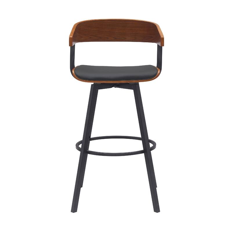 Modern Swivel Bucket Seat Bar Stool with Footrest and Armsrest Metal Frame for Kitchen Island