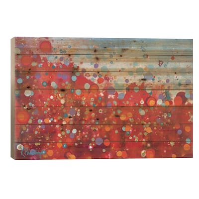 Fireflies Print On Wood by Kristen Leigh - Multi-Color