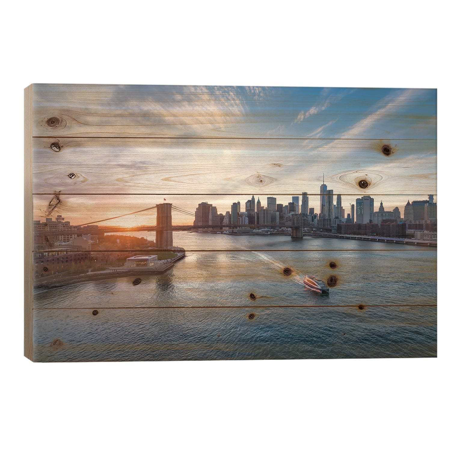 Brooklyn Bridge And Manhattan Skyline At Sunset, New York City Print On ...