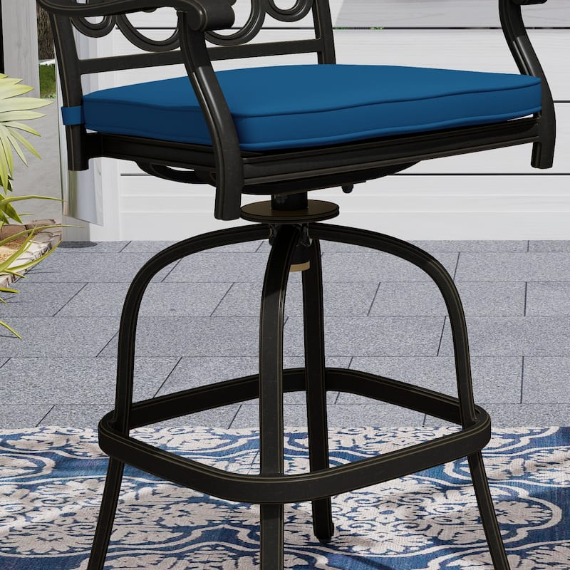 Cast Aluminum Outdoor Stool with Cushion (Set of 2)